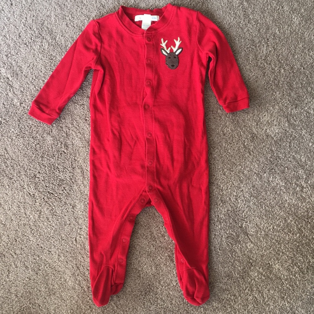 Pottery Barn Kids Red Moose Jingle Bells Footed Christmas Sleeper